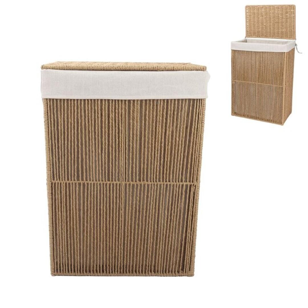 Cesta Cesto Pongotodo Plegable con Tapa y Forro - Papel Trenzado Tostado (37 x 22 x 55 cm) i (45 x 27 x 64 cm)
